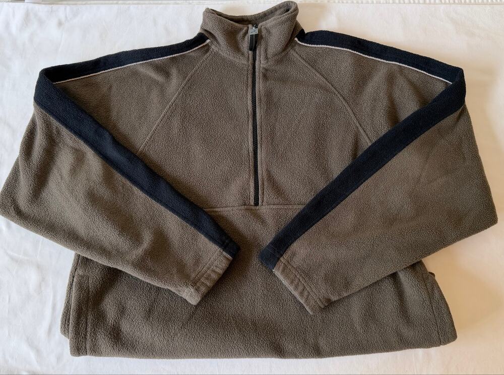Vintage 90s ProSpirit Quarter Zip Brown & Black Fleece Pullover Mens Size Medium